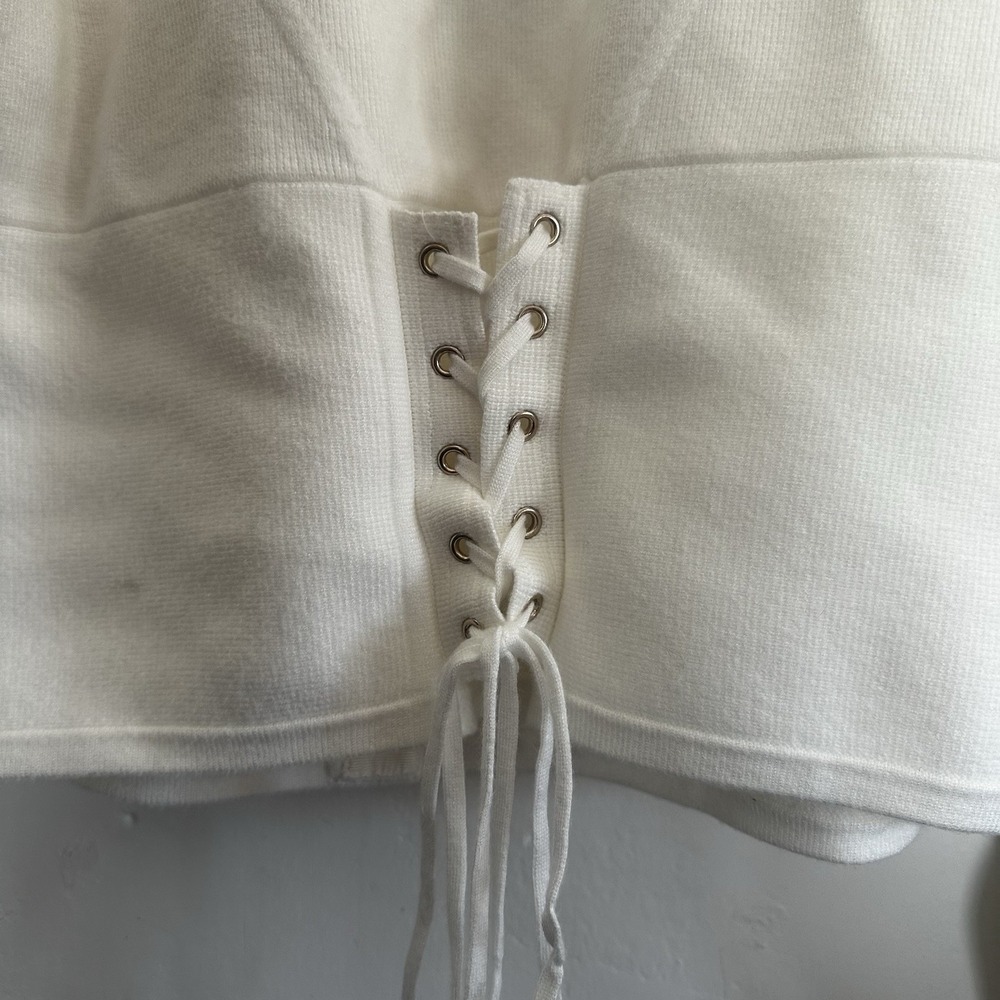 White House Black Market Cardigan Sweater NWT‎ Style Corset Detail White XL $165 - Picture 11 of 13